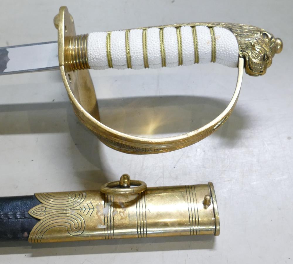 Current Pattern Elizabeth II Naval Dress sword: Some wear noted to scabbard. - Image 10 of 13