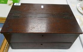 Early 20th century Mahogany Top opening box: with draw, length 35cm