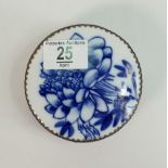 Chinese Pottery & Base Metal circular box: diameter 11cm