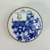 Chinese Pottery & Base Metal circular box: diameter 11cm
