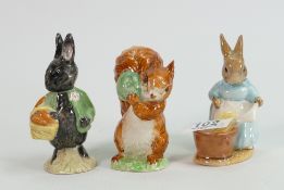 Beswick Beatrix Potter figures: Fierce Black Rabbit, Squirrel Nutkin & Cecily Parsley, all BP3b(3)