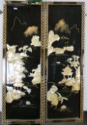 Two Chinese lacquer panels: size combined 91 x 62cm