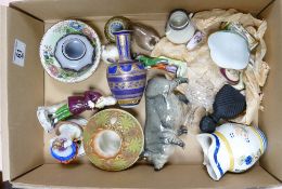A mixed collection of items to include: damaged Royal Worcester Blush vase, Meissen hand decorated