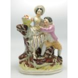 Large Staffordshire Figure Flower Seller & Child: height 26cm