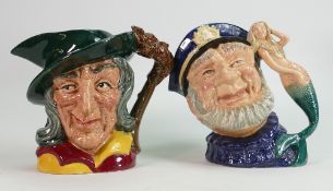 Royal Doulton Large Character Jugs: Pied Piper D6403 & Old Salt D6551(2)