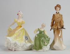 Royal Doulton Lady Figures: Kate Hannigan HN3088 (damaged finger) together with seconds figures