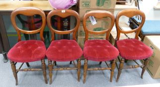 Set of Four Mahogany Victorian Balloon Back Dining Chairs(4)