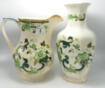 Masons Chartreuse Decorated Large Vase: together with damaged large jug, height of tallest 31cm