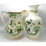 Masons Chartreuse Decorated Large Vase: together with damaged large jug, height of tallest 31cm