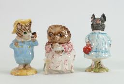 Beswick Beatrix Potter figures: Mrs Tiggy Winkle Takes Tea, Pig Wig & Tom Kitten & Butterfly , all