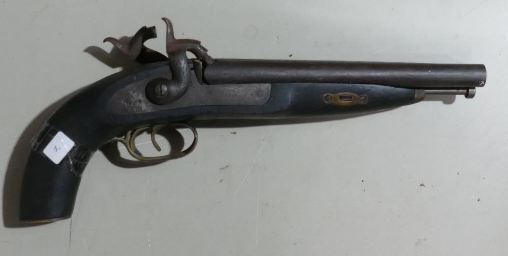 19th century double barrel Percussion pistol: