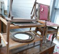 A collection of Distressed furniture including: chairs, dressing table mirror, hostess trolley etc