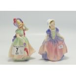 Royal Doulton small Lady Figures: Babie HN1678 & Dinky Do HN1678(2)