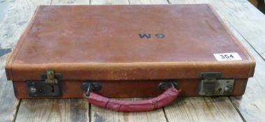 Leather Briefcase With Masonic items: