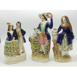Group of 3 Staffordshire figures: height of tallest 25cm(3)