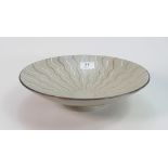 Japanese Studio Pottery shallow footed bowl: diameter 28cm