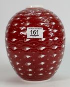 Susie Cooper Deep Red Wave Formed Vase: height 20cm