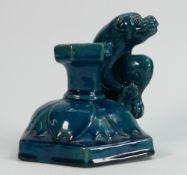 Japanese Turquoise Glazed Candlestick In Form Of Monkey: height 14cm