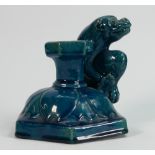 Japanese Turquoise Glazed Candlestick In Form Of Monkey: height 14cm