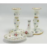 Minton Floral Decorated Candlesticks: height 15cm together with Spode similar items(4)