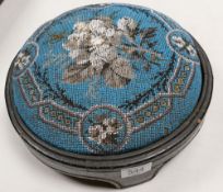 Victorian Beadwork Foot Stool: fraying to central area