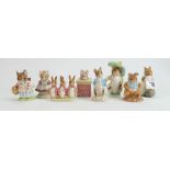 Beswick Beatrix Potter figures:Mrs Tittlmouse, Chipey Hackee, Benjamin Bunny, Flopsy, Mopsy &