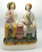 Large Staffordshire Figure Tam O Shanter & Sooter Johnny: height 32cm