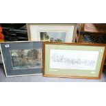 Framed Russell Flint Print: together with 2 other landscape prints(3)