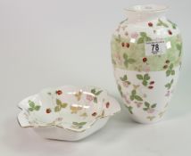 Wedgwood Wild Strawberry Vase & Bowl(seconds): height of tallest 23cm(2)