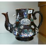 Large Repaired Bargeware Teapot: lid missing