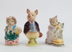 Beswick Beatrix Potter figures: Pigling Bland, Cousin Ribby & Tabatha Twitchit & Mrs Moppet , all