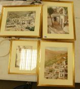 Series of 4 Portuguese Oil On Board Village Life Framed Pictures: signed Hipilito Hunal(4)