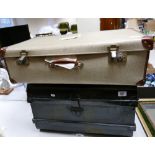 Metal Traveling Trunk & Vintage Cardboard type Suitcase(2)