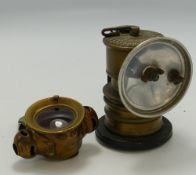 Premier Carbide Brass Miniature Helmet Miners Lamp: together with simiilar item(2)