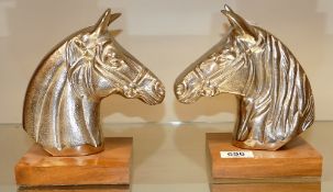 Decorative Polished Metal Busts of Horses Heads: height 19cm(2)