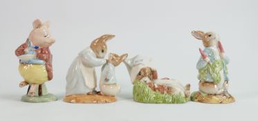 Royal Albert Beatrix Potter Figures to include: Peter ate a Radish, Mrs Rabbit & Peter, Benjamin