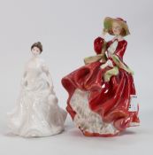 Royal Doulton Lady Figures: Top O the Hill HN1834 & Harmony Harmony(boxed)(2)