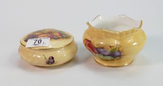 Aynsley Orchard Gold Lidded Box & similar small Planter, diameter of largest 11cm