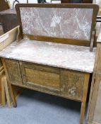 Marble topped stripped Oak Washstand: