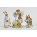 Royal Albert Beatrix Potter figures to include: Jemima Puddleduck with Foxy Whiskered Gentleman, Mrs