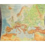 A collection of 6 large wall educational rolling european maps: largest 212cm(6)