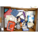 A mixed collection of items to include: ladies & gents watches, power adapters,Greek & , safe boxes,