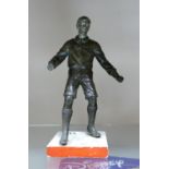 Bronze Figure of Footballer: on marble base, height 26cm