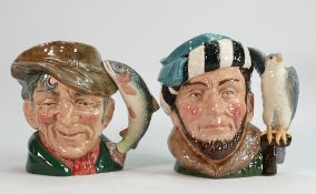 Royal Doulton Large Character Jugs: The Falconer D6533 & The Poacher D6429