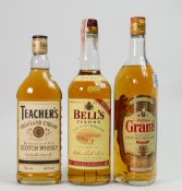 A Collection of Whisky's to include: Grants 1L, Bells 1L & Teachers 70cl(3)