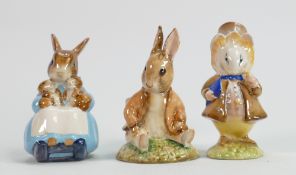 Beswick Beatrix Potter figures: Amiable Guinea pig Benjamin Bunny Sat on Bank & Mrs Rabbit and