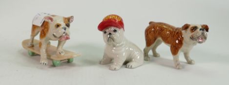 Three Miniature Advertising Pottery bulldog Figures(3):