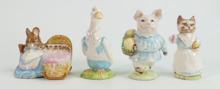 Beswick Beatrix Potter figures: Litrtle Pig Robinson, Mr Drake Puddleduck, Hunca Munca & Tabatha