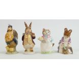 Beswick Beatrix Potter figures: Hunca Munca Sweeping, Mr Benjamin Bunny, Sally Henny Penny & Ribby(