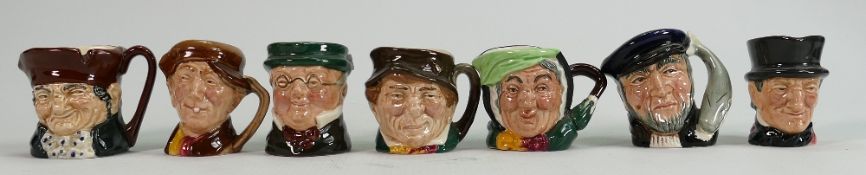 Royal Doulton Miniature Character Jugs: Capt Ahab, Mr Pickwick, PaddyJohn Peel, Arry, Old